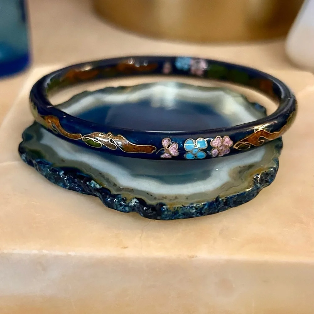 Beautiful Cobalt Blue Cloisonné Bangle Vintage